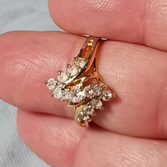 Vintage Gold Plated and CZ Cocktail Ring Size 7 - Picture 8 of 16